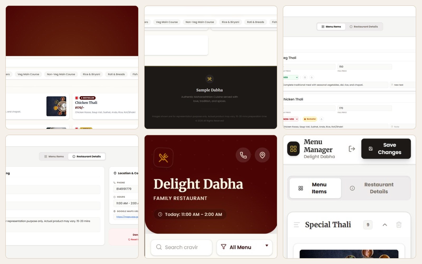 Deligt Dhaba digital menu app and admin panel